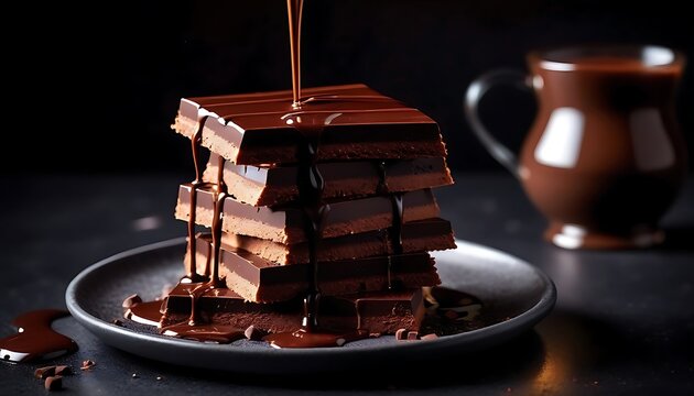 Chocolate Mocha and Raspberry Waves: Luxurious Abstract Liquid Textures Hot Chocolate and Milk