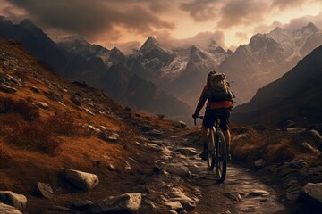 A cyclist exploring challenging mountain trails