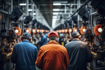 Workers in a production plant