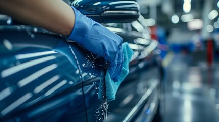 Auto Detailer Hand-Cleaning a Car with Soap