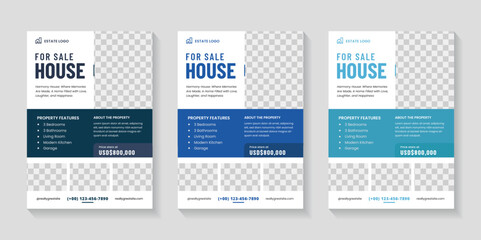 Real estate flyer design template set