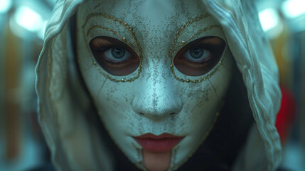 Woman with mask in funny concept.