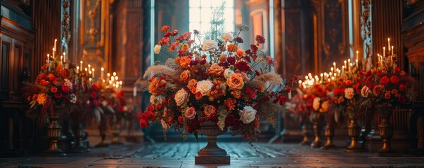 A magical autumn wedding at a fairy tale castle with velvet, lace, antique candelabras, and starry lighting