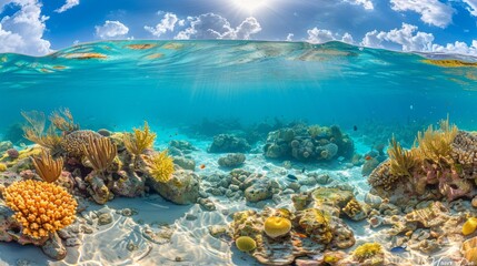 Fototapeta na wymiar Expansive view of a Caribbean coral reef, AI Generative