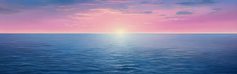 Obraz premium Dreamy Pastel Pink and blue sunrise over the ocean banner