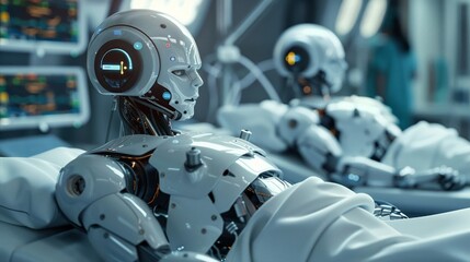 Fototapeta premium Robots assisting in medical procedures and surgeries