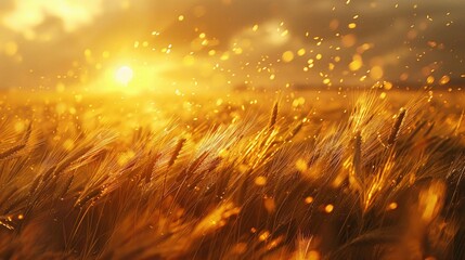 Fields of golden wheat swaying in the breeze
