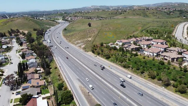 Flying past Happy Face Hill in Simi Valley, CA
