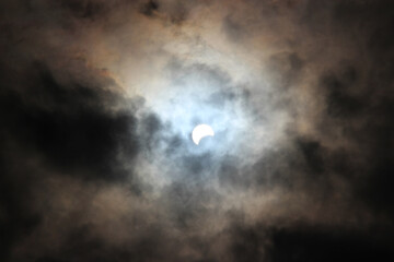 2024 solar eclipse from a cloudy sky near Philadelphia. 