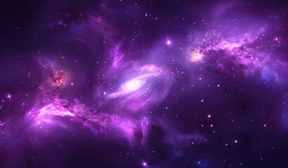 Amazing purple galaxy with stars and nebula background, night sky