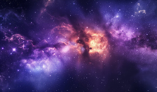 Amazing purple galaxy with stars and nebula background, night sky