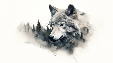 portrait of a wolf - obrazy, fototapety, plakaty