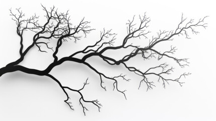 Black tree branches on a white background in a simple vector art style with a flat design and simple details in a minimalist style.