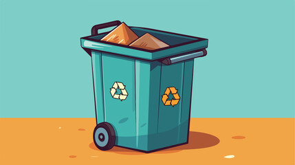 Closed trash can with a box 2d flat cartoon vactor - obrazy, fototapety, plakaty