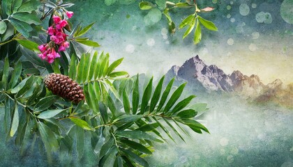 pine branches with cones