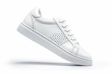Explore the sleek design of white sport shoes isolated on white. Ideal for sports and casual wear. AI generative technology ensures quality imagery.