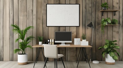 Frame mockup, modern home interior background, 3d render