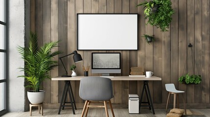 Frame mockup, modern home interior background, 3d render