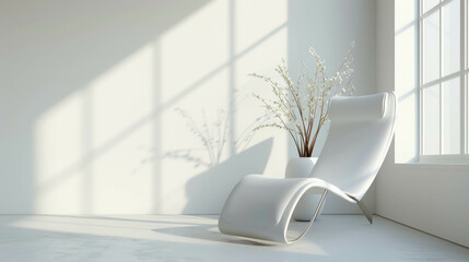 Elevate your space with the simplicity and style of this modern white chair. AI generative. - obrazy, fototapety, plakaty