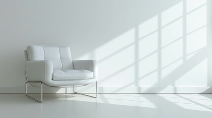 Experience minimalist elegance with this modern chair in clean white colors. AI generative.
