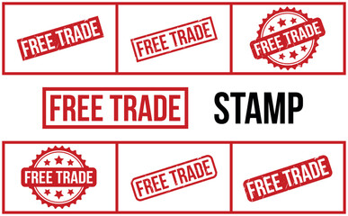 Free Trade Rubber Stamp Set Vector - obrazy, fototapety, plakaty