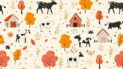 Gordijnen Farm pattern background © KnotXian