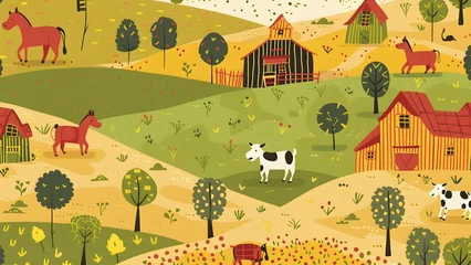 Muurstickers Farm pattern background © KnotXian