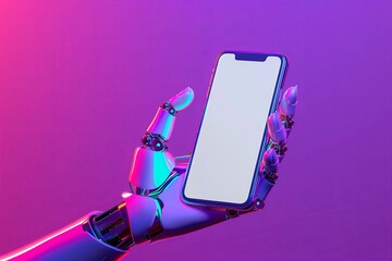 Robotic hand holding a cellphone 