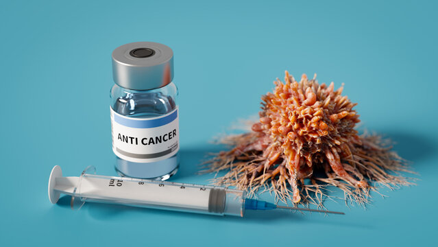 Cancer cells and newly developed anticancer treatments. 3d rendering