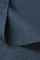 dark gray hemp viscose natural fabric cloth color; sackcloth rough texture of textile fashion abstract background - 782729763
