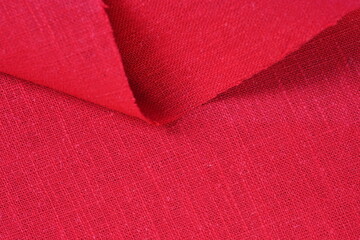 red hemp viscose natural fabric cloth color, sackcloth rough texture of textile fashion abstract background - 782729923