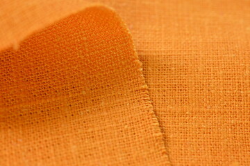orange hemp viscose natural fabric cloth color, sackcloth rough texture of textile fashion abstract background - 782729974