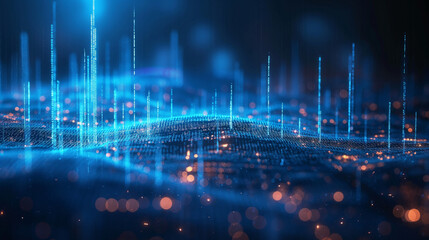 Fototapeta premium dark background with bright blue elements. should present analytics, real estate, advertising, data.