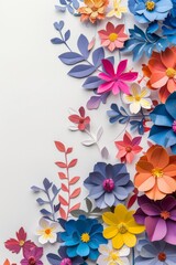 Obraz premium Assorted vibrant flowers arranged on white background. colorful flowers meticulously arranged on a white backdrop displaying a brilliant spectrum of colors and showcasing a variety of species