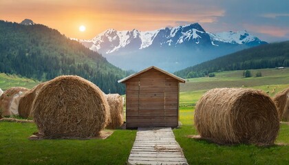 hay bales in the mountains