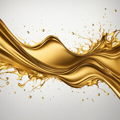 Gold,white ink splashes isolated on white background. color acrylic paint on a light background.