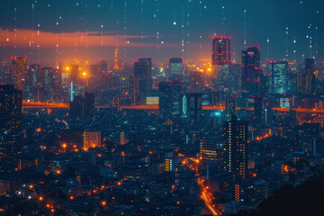 Explore the intricate details of a futuristic smart city and communication network, designed with 5G and IoT technology in mind. AI generative technology ensures ultra-realism in this 32k image.