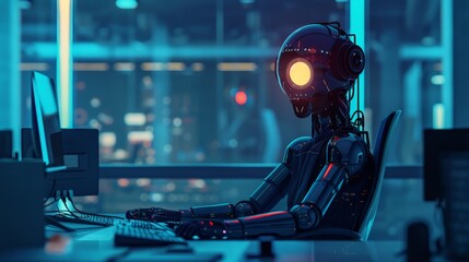 Artistic image of artificial intelligence office work