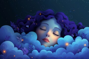 Obraz na płótnie Canvas Woman Sleeping in the Clouds. Generative AI