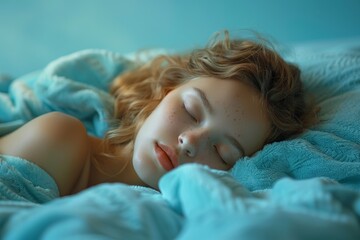 Obraz na płótnie Canvas Young Woman Sleeping on Bed. Generative AI