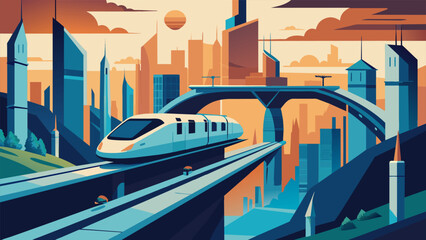 The final illustration portrays a sleek and futuristic transportation system connecting the different levels of the underground city together.