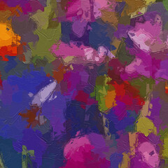 Oil painting and various floral landscapes, river water, chrysanthemums, lotus leaves, lotus flowers, river water, and beautiful forests