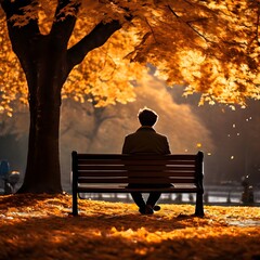 autumn park bench