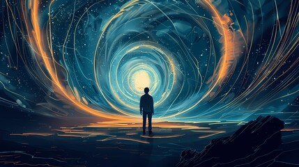 Digital universe interstellar portal scene illustration poster PPT background - obrazy, fototapety, plakaty