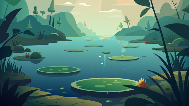 In a murky pond algae and other aquatic plants float serenely on the surface. As they soak up the suns rays they transform carbon dioxide into