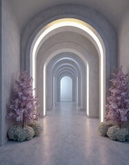 Fototapeta premium Floral Arch Digital Background Maternity Backdrop Overlay Modern Arch Backdrop Gallery Room Photography Editing Minimalist Background