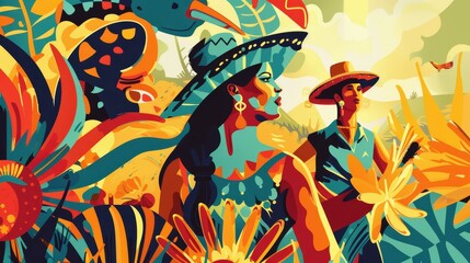 National hispanic heritage month in autumn hispanic and latino americans culture poster
