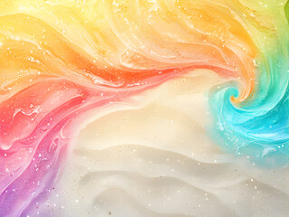 A colorful swirl of paint on a white background. The colors are bright and vibrant, creating a sense of energy and excitement. The swirls seem to be moving and twisting