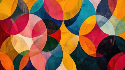 Vibrant multicolored circles overlapping and intersecting