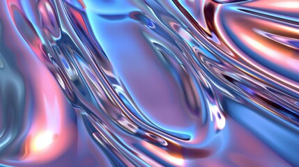 Create Infinity 3d liquid chrome background With iridescent fluid chrome mirror surface
 - obrazy, fototapety, plakaty